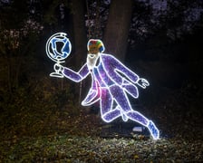 <p>Iluminacja z Panem Kleksem. Lumina Park koło Zamku Topacz</p>